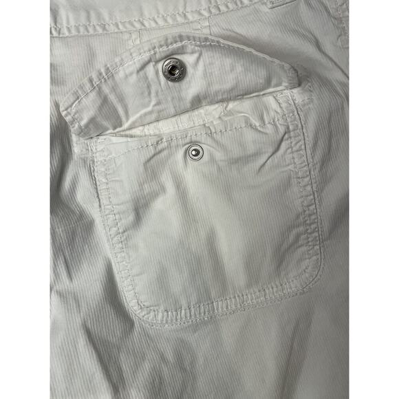 Eddie Bauer Women's Sz 8 White Shorts Cotton 5" Inseam Belted Back Snap Pockets - Picture 9 of 9